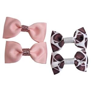 Hair Clip Barrette Lot Ribbon Bow Knot Trendy New Coquette Pink and Footballs